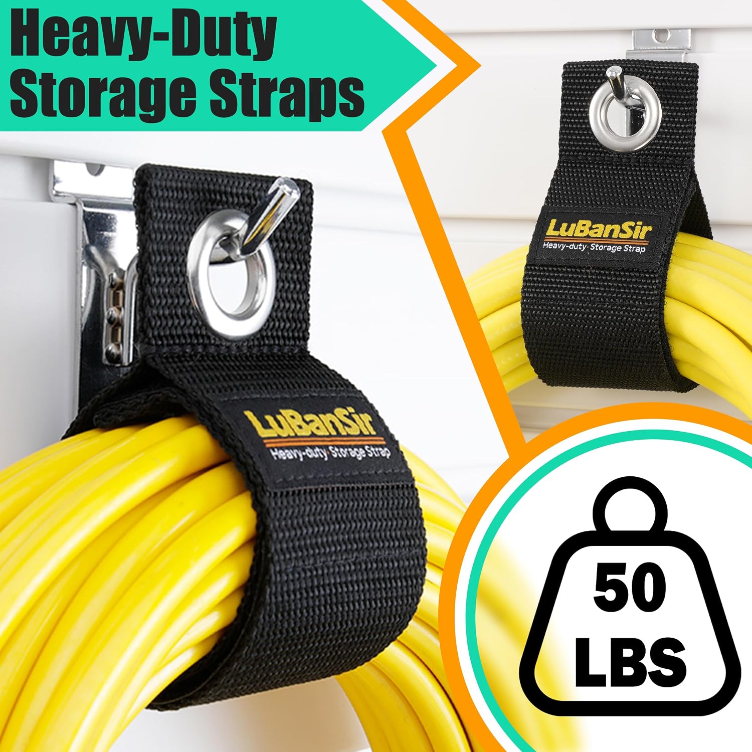 9 Pack Extension Cord Holder Organizer, 13-inch Heavy Duty Storage Straps for Garden Hose Storage and Garage Wall Organization | Extension Cord Storage Straps for Garden Hose Storage and Garage Wall Organization - view 2