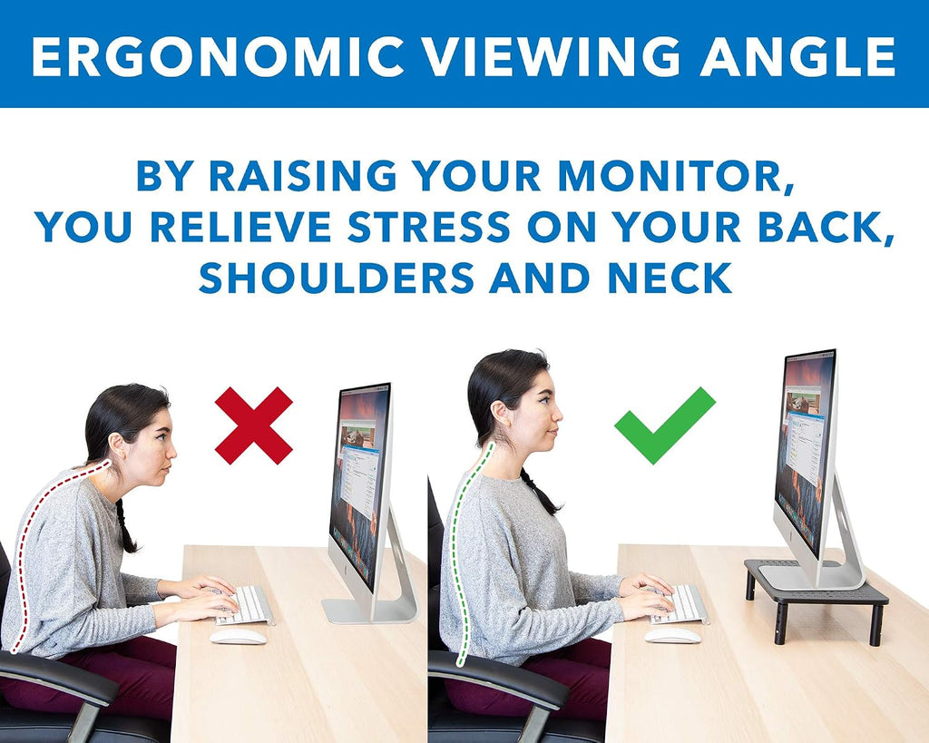 Mount-It! Height Adjustable Single Monitor Riser | Metal Mesh Computer Screen Platform | Desktop Riser for Laptop, Monitor, and Printer | 44lbs Capacity (Black) - view 3
