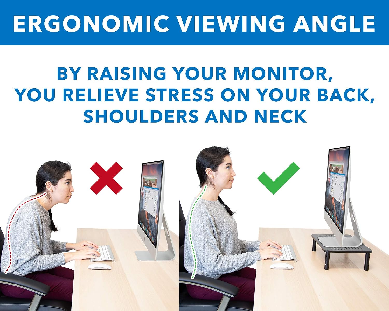 Mount-It! Height Adjustable Single Monitor Riser | Metal Mesh Computer Screen Platform | Desktop Riser for Laptop, Monitor, and Printer | 44lbs Capacity (Black) - view 3