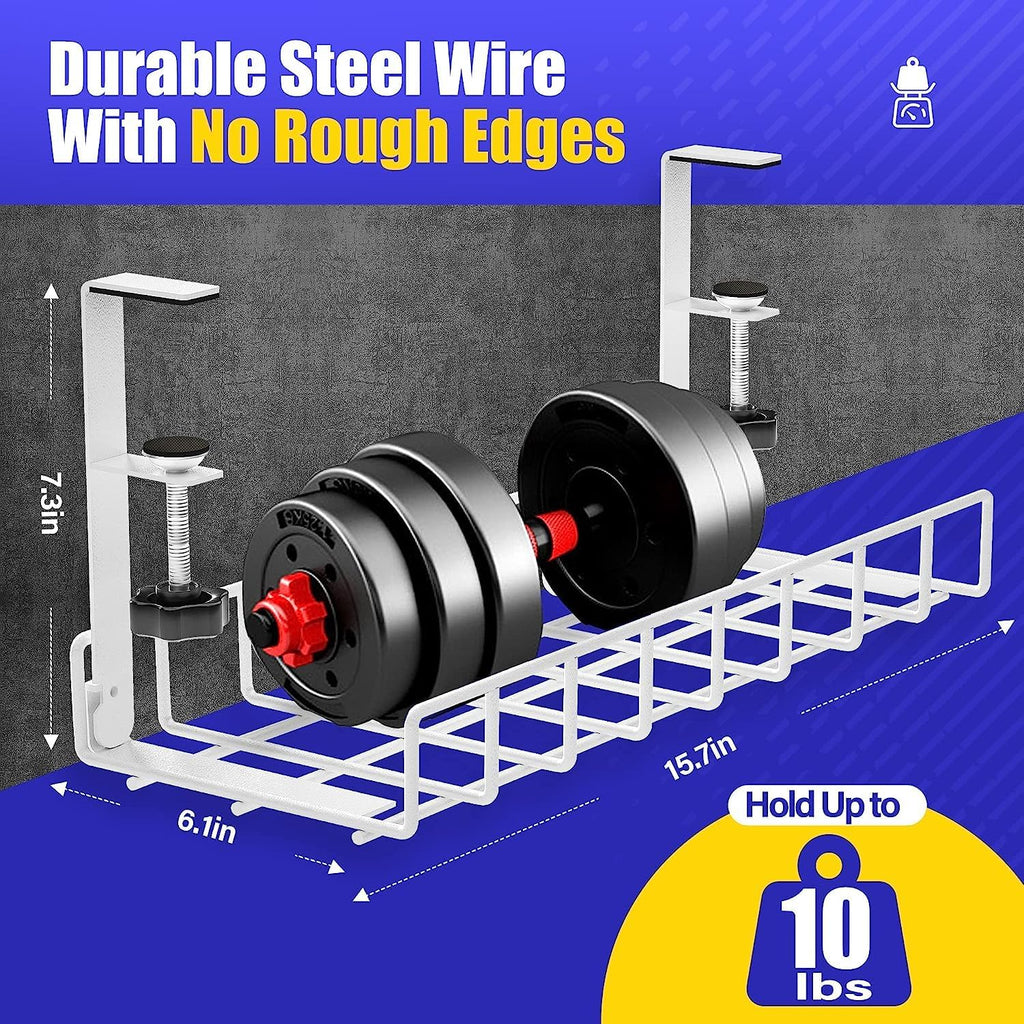 Under Desk Cable Management Tray, Upgraded Wire Management No Drill No Screws, Cable Tray with Clamp for Wire Organizers, Computer Cord Rack for Office, Home - No Damage to Desk White - view 5
