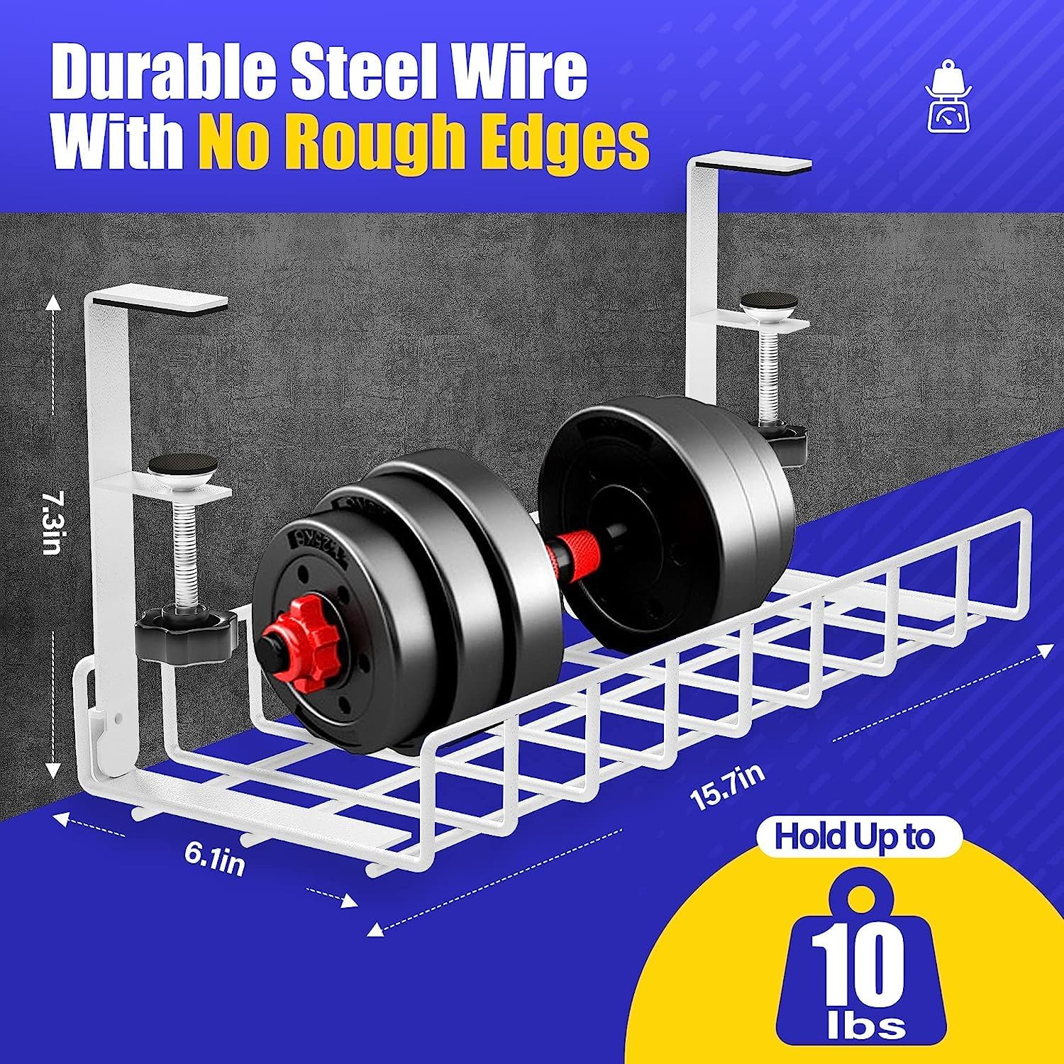 Under Desk Cable Management Tray, Upgraded Wire Management No Drill No Screws, Cable Tray with Clamp for Wire Organizers, Computer Cord Rack for Office, Home - No Damage to Desk White - view 5