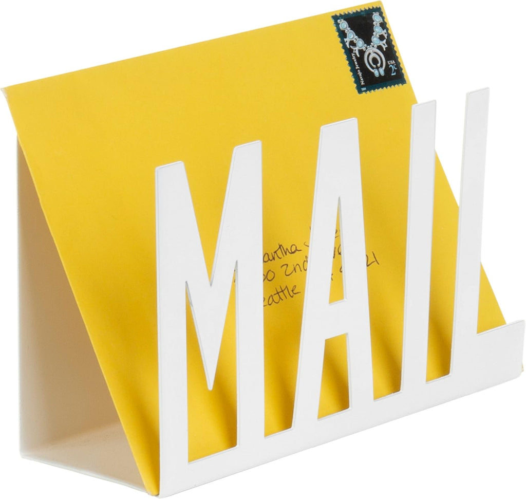 Modern Black Mail Holder Organizer with Cutout MAIL Lettering Design | Office Desktop Countertop Envelope and Document Storage Rack Entryway Office Home Storage Decorative Display - view 7