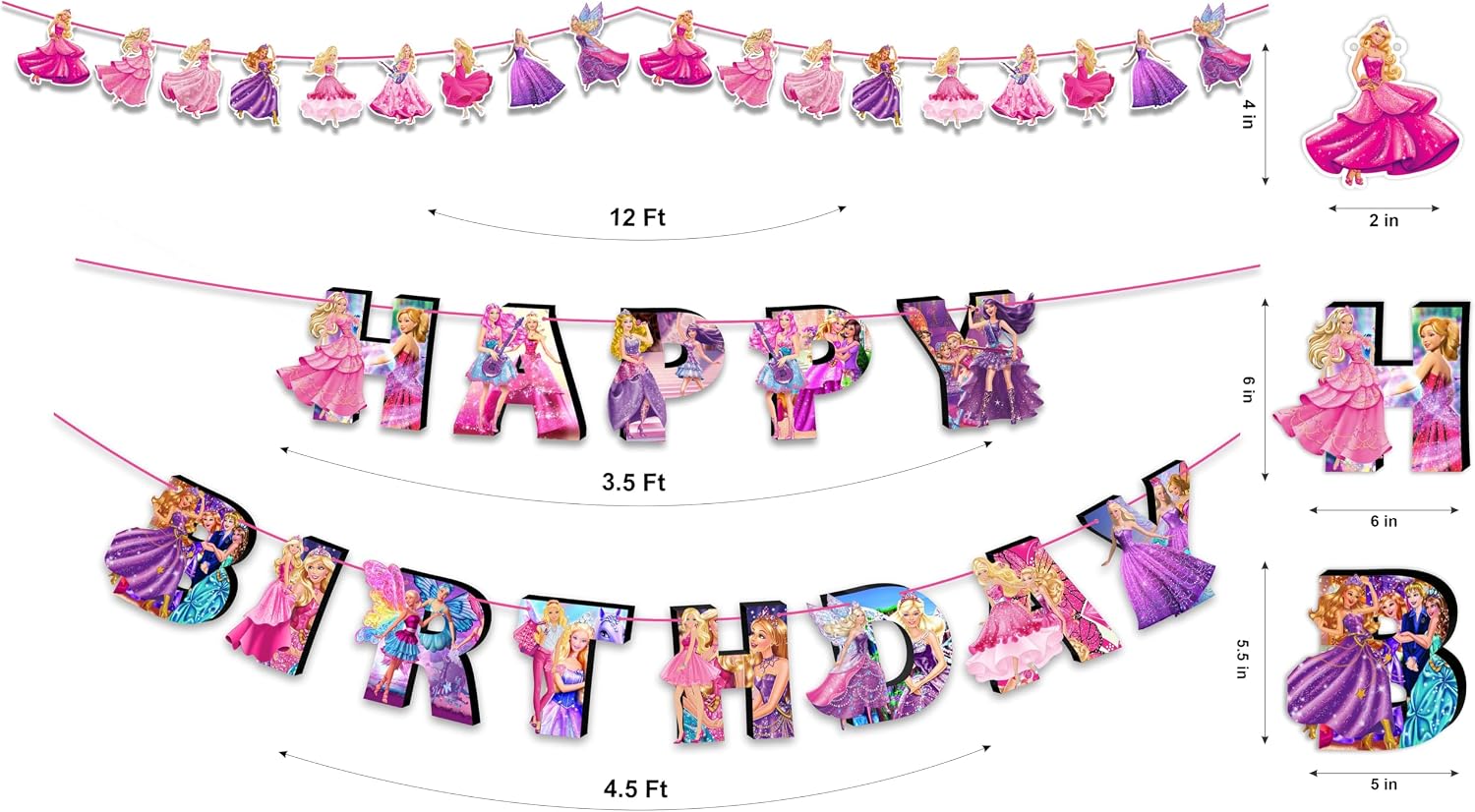 Barbe Theme Birthday Party Supplies - Decoration Set for Home Celebration, Cartoon Theme Party Décor Kit with Banner, Cake Topper and Table Decoration Accessories for Event Setup - view 2