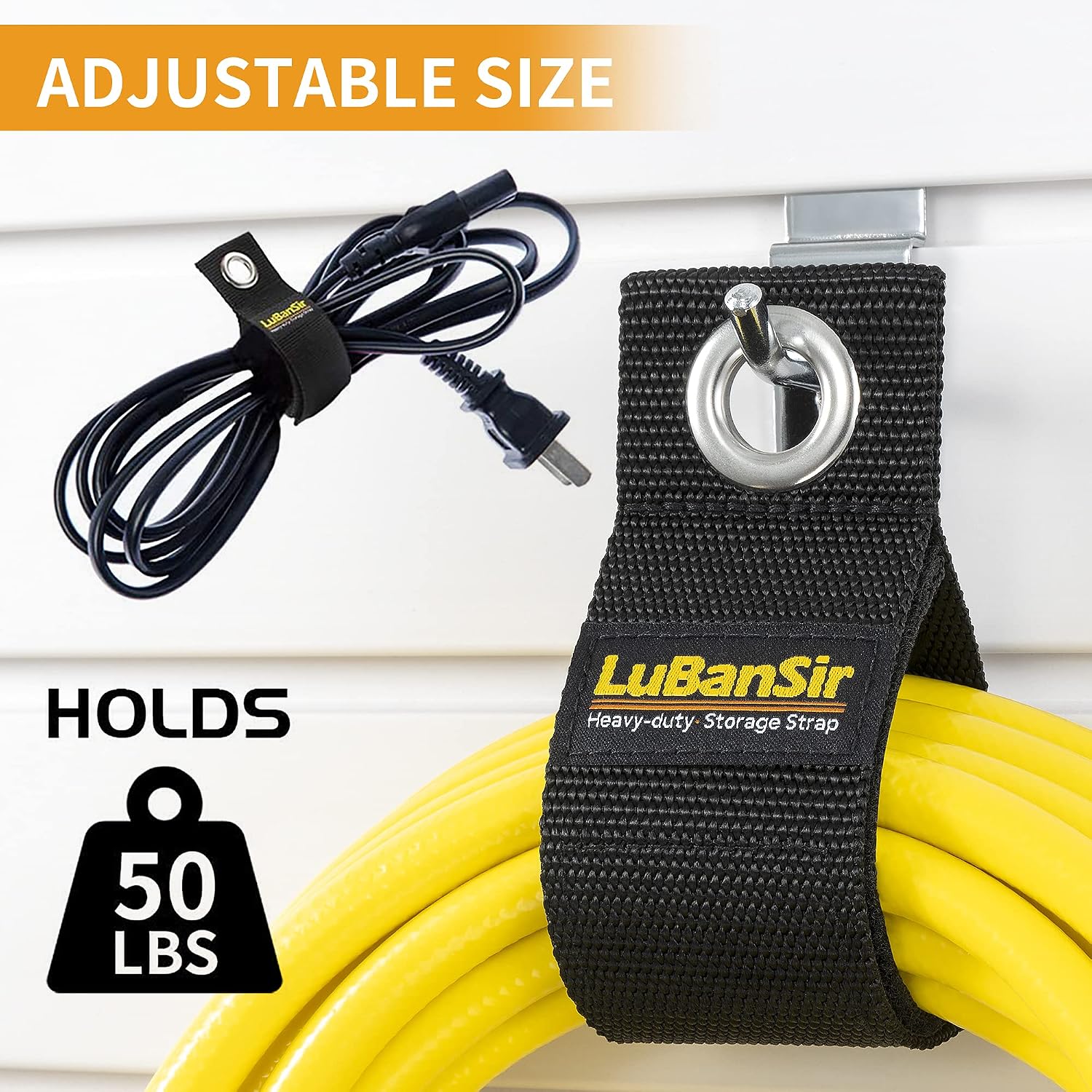 9 Pack Extension Cord Holder, 17-Inch for Garage Organization | Extension Cord Storage Straps for Garden Hose Storage and Garage Wall Organization - view 2