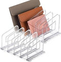 LALOBLUE File Organizer, Acrylic File Folder Organizer File Sorter, Plastic Vertical Book Dividers for Magazine Mail Letter Paper, Desktop Organizers for Office, Classroom & Home(4 Sections, 2 Pack)