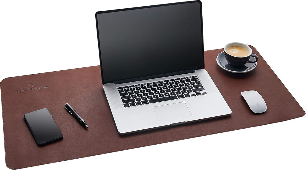 Desk Mat, Office Writing Desk Pad, Large 36" x 17" Dark Brown, for Top of Desks, Gift Ready Elegant Computer Desk Cover Protector PU Leather