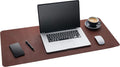 Desk Mat, Office Writing Desk Pad, Large 36" x 17" Dark Brown, for Top of Desks, Gift Ready Elegant Computer Desk Cover Protector PU Leather