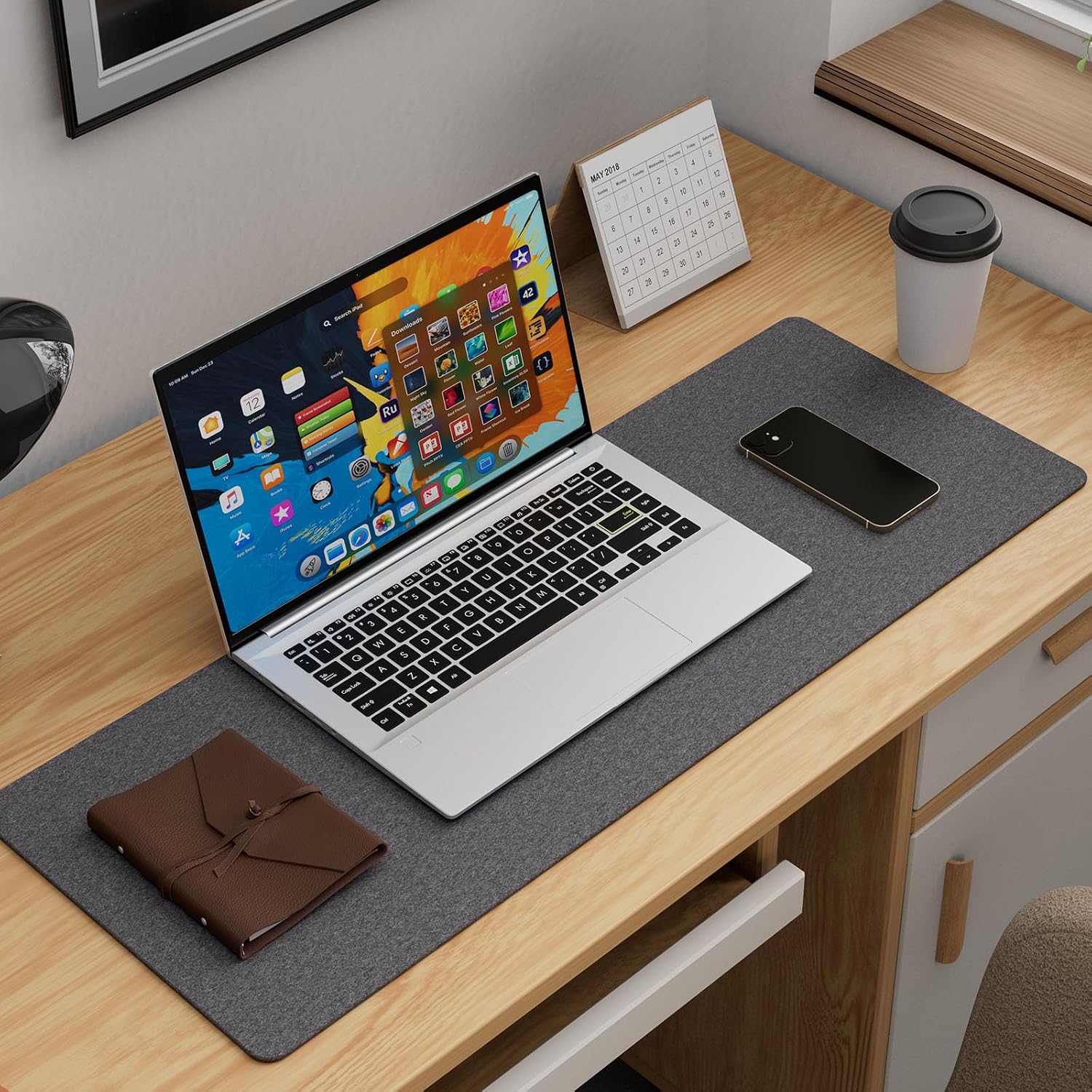 Large Felt Desk Protector Mat and Pad, (Dark Gray, 31.5"x11.8") | Non-Slip Desk Mat, Desk Pads and Blotters, Desktop Mat, Desk Protector and Cover, Office Computer, Laptop and Keyboard Mat