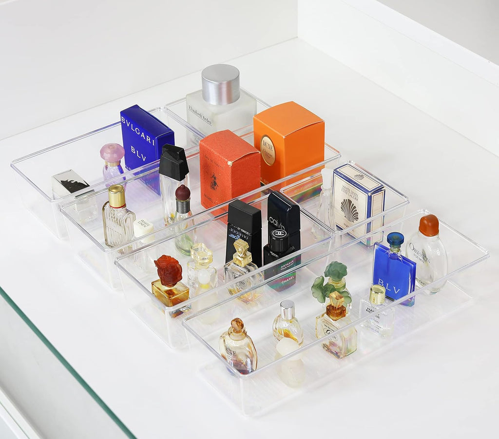Clear Desk Drawer Organizer, Assorted Sizes, 6 Packs | For Desk, Office, Bathroom, Makeup, and Craft Storage - view 3
