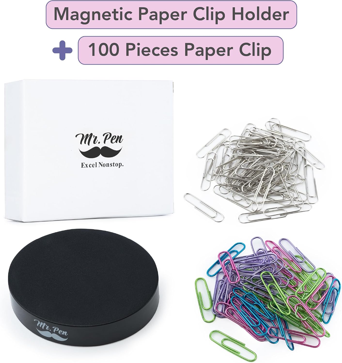 Magnetic Desk Toy With Colored and Silver Paper Clips (100 Pieces), Desk Toys, Desk Decor, Desk Accessories, Paperweight, Cute Office Supplies, Paper Clips Holder, Paper Clip Dispenser | Paperclip Holders for Desk, Paper Clip Dispenser, Paper Clips Holder - view 2