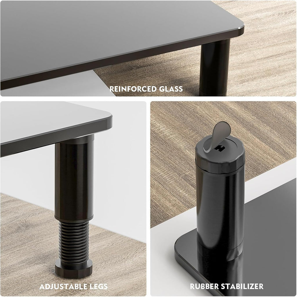 2 Pack Computer Monitor Stand Riser with Height Adjustable Multi Media Desktop Stand for Flat Screen LCD LED TV, Laptop/Notebook/Xbox One, Black HD01B-202 - view 7