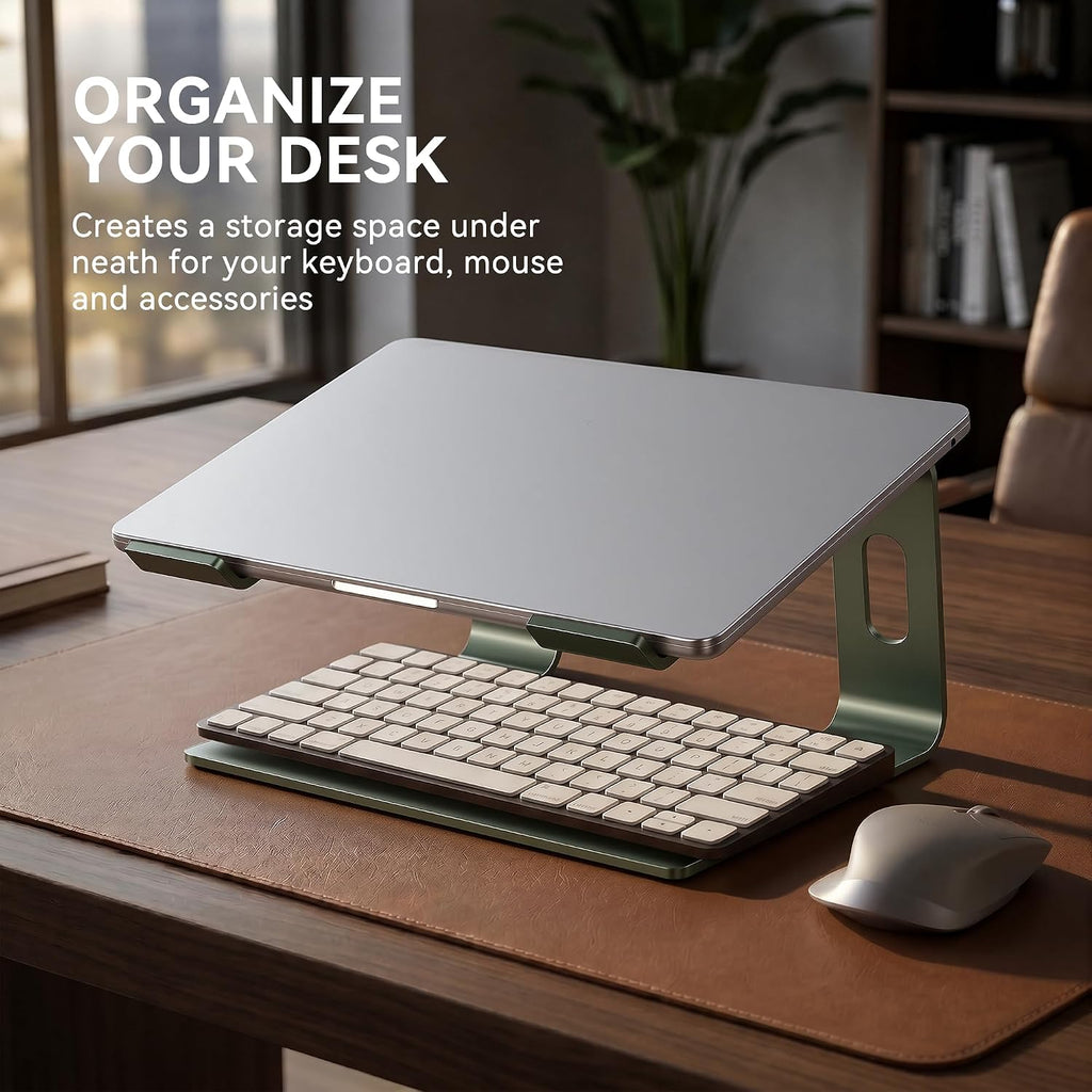 Laptop Stand, Aluminum Computer Riser, Ergonomic Laptops Elevator for Desk, Metal Holder Compatible with 10 to 15.6 Inches Notebook Computer, Green - view 4