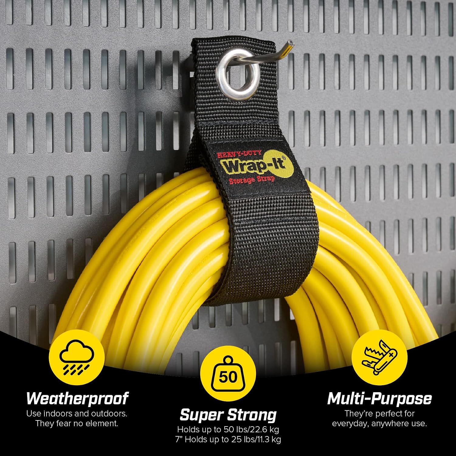 Heavy-Duty Straps - Assorted 6-Pack | Garage Storage Extension Cord Organizer Cable Straps and Yard Cord Storage for Hose Organizer, Tools, RV Accessories - view 2
