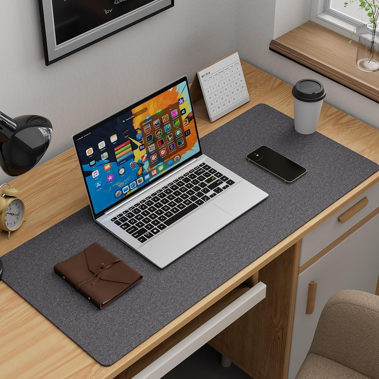 Large Felt Desk Protector Mat and Pad, (Dark Gray, 31.5"x11.8") | Non-Slip Desk Mat, Desk Pads and Blotters, Desktop Mat, Desk Protector and Cover, Office Computer, Laptop and Keyboard Mat - view 8