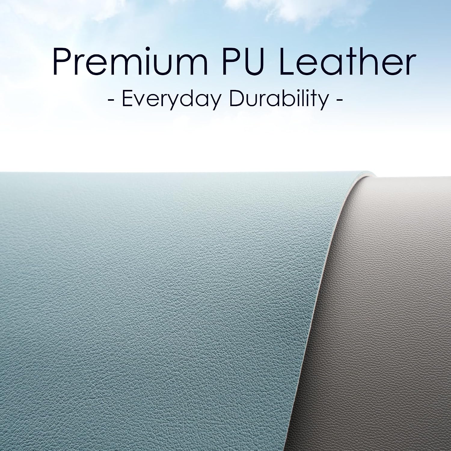 Leather desk pad protector, waterproof mouse pad, PU desk mat, office desk cover, desk writing mat for office/home/work/cubicle (light blue/silver) 31.5x15.7 in - view 2