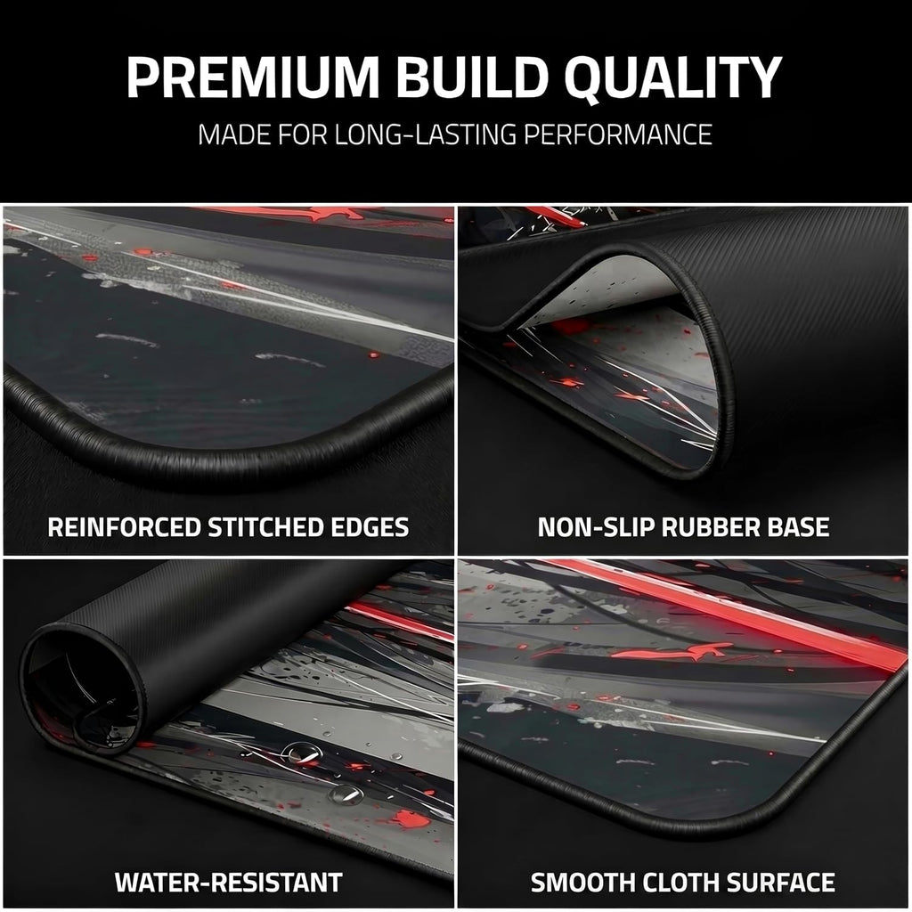 XXL anime gaming mouse pad 35.4 x 15.7 inch - water-resistant | stitched edges - large XL mousepad for desk - gamer accessories big full deskpad mat game mousepads deskmat - view 6