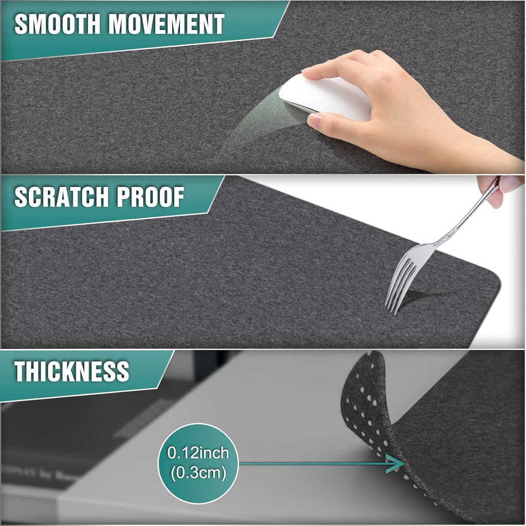 Large Felt Desk Protector Mat and Pad, (Dark Gray, 31.5"x11.8") | Non-Slip Desk Mat, Desk Pads and Blotters, Desktop Mat, Desk Protector and Cover, Office Computer, Laptop and Keyboard Mat - view 2