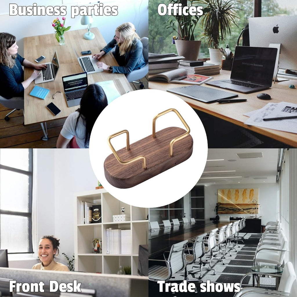 Business Card Holder for Desk, Wooden Creative Business Card Display for Desk, Wood Business Card Stand for Office, Tabletop (Walnut 1pack) - view 3