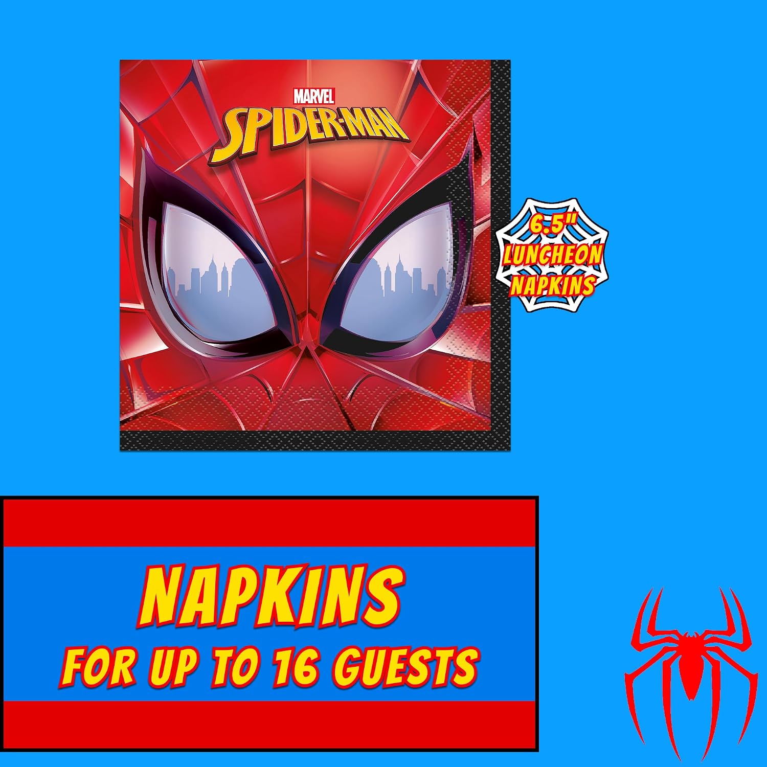 Spider-Man Party Supplies | Deluxe Tableware Party Kit | Serves 16 | Officially Licensed | Plates, Napkins, Cups, Table Cover, and Banner | Birthday Decor For Kids, Quick Setup - view 5