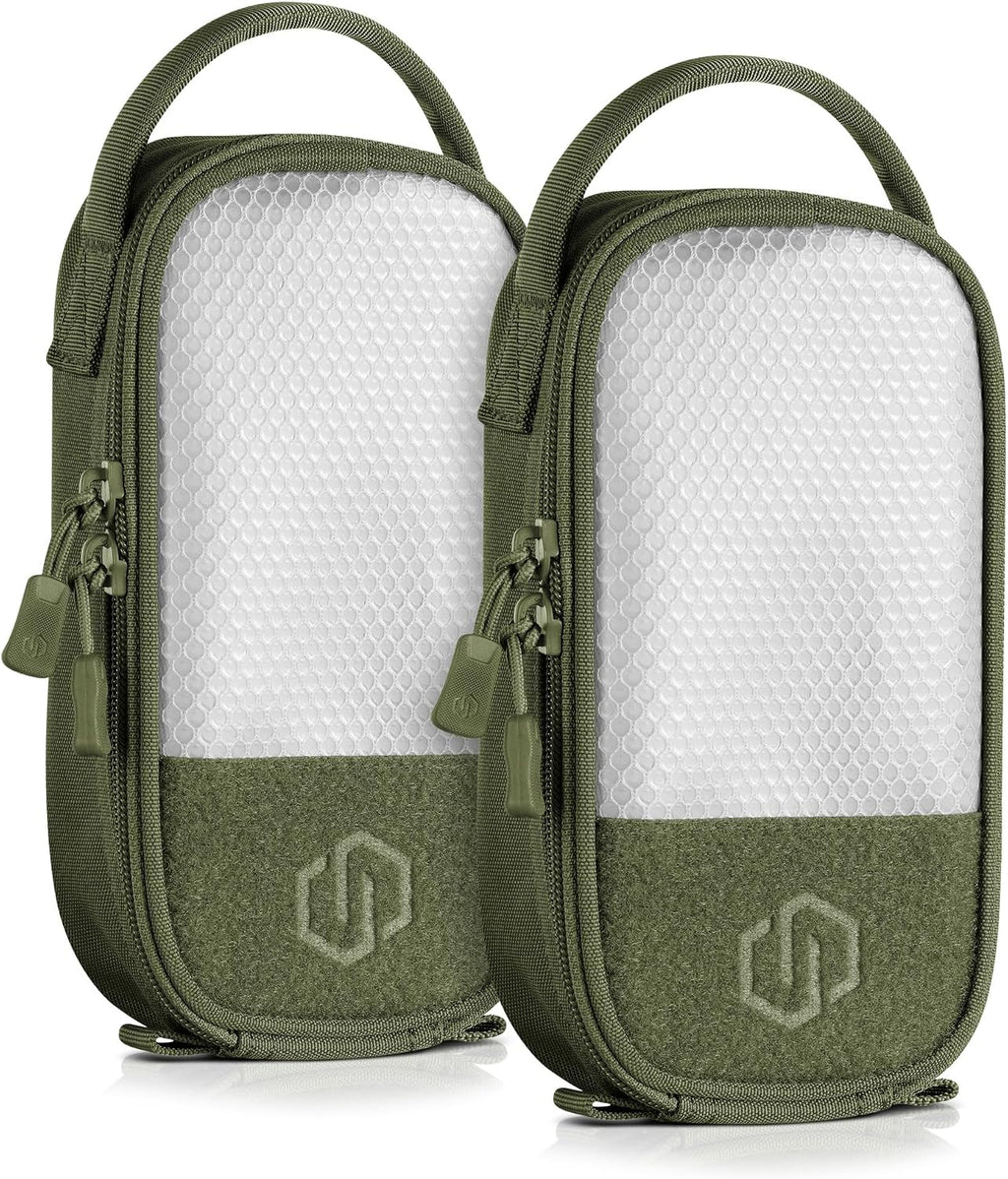 Core Tactical Mesh Zipper Pouch, 4" x 8" Modular EDC Tool Organizer Range Gear Utility Storage Pocket w/Hook Backing, Dump Pouch with Handle, 2-Pack