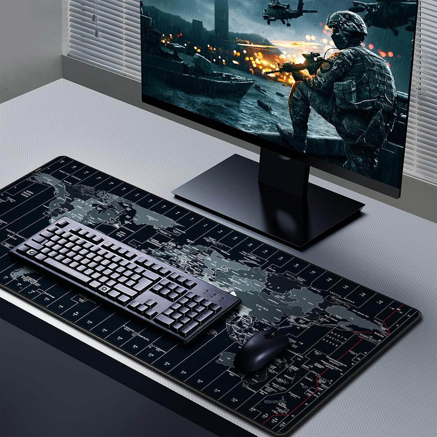 Large Gaming Mouse Pad Extended Desk Mat XXL Mousepad with Non-Slip Keyboard Pad for Office Laptop, Computer and PC - 35.4 x 15.7 inches World Map - view 5
