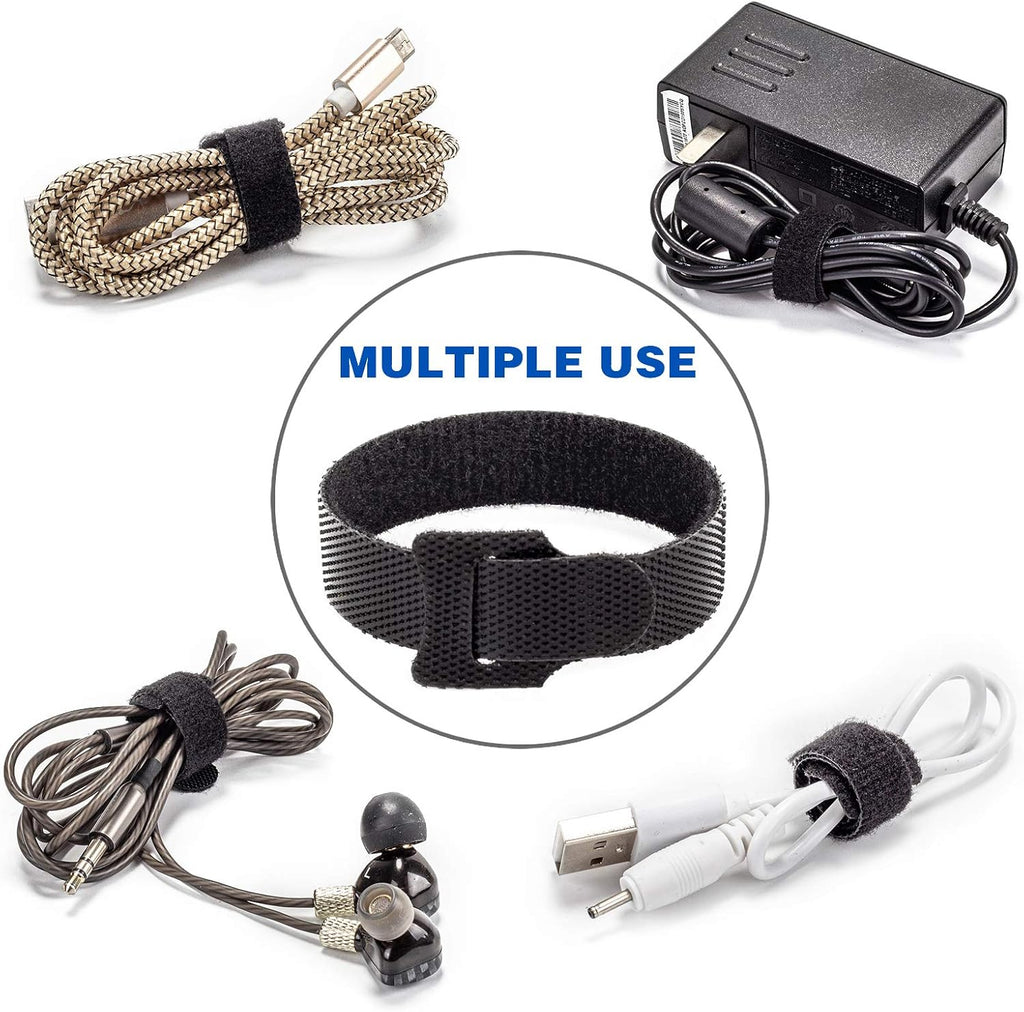 Cable Ties Reusable, 6 Inch Black Cord Management Straps | Adjustable Cord Ties, Multi-purpose Hook Loop Cable Management Ties for Organizing Home, Office, Data Centers, 80PCS - view 6