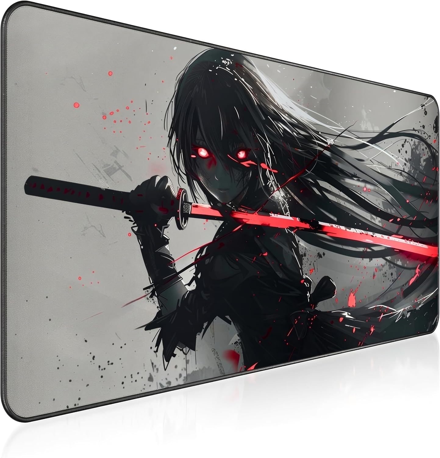 XXL anime gaming mouse pad 35.4 x 15.7 inch - water-resistant | stitched edges - large XL mousepad for desk - gamer accessories big full deskpad mat game mousepads deskmat - view 2