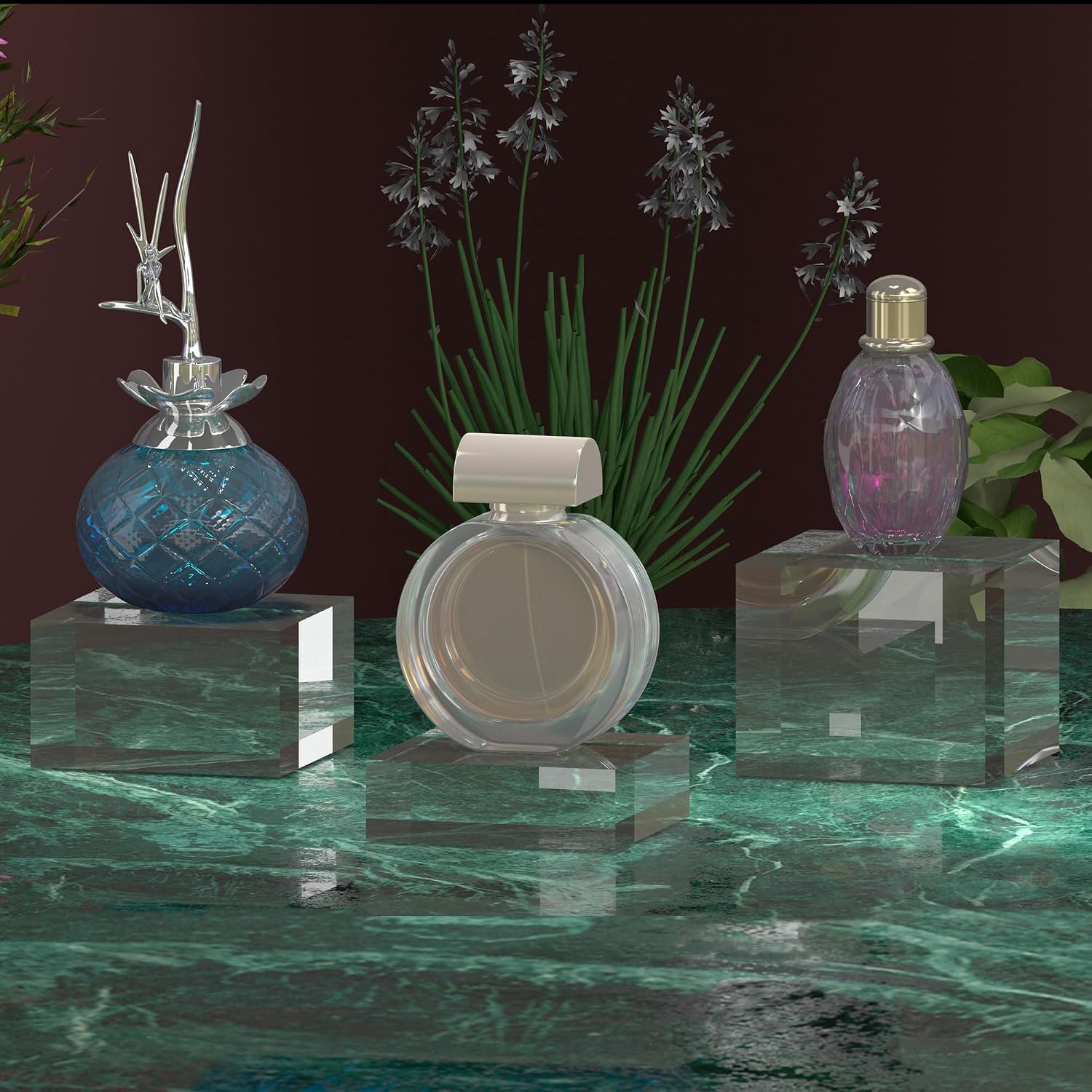 Acrylic Display Stands, 3 Graduated Sizes Acrylic Block Riser for Displaying Collection, Crystal Clear Acrylic Cube Pedestals for Jewelry Glass, Gem and Collectables, 1set - view 2
