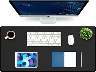 K KNODEL Extra Large Desk Mat, Leather Mouse Pad (35.4"x17", Black)