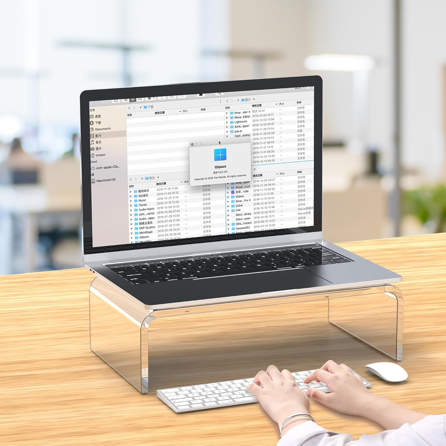 Acrylic monitor stand riser clear laptop stand riser L12.5 xW7.5 xH4 | computer & laptop stand for desk, compatible with all notebooks and monitor, decoration for office & home transparent - view 4