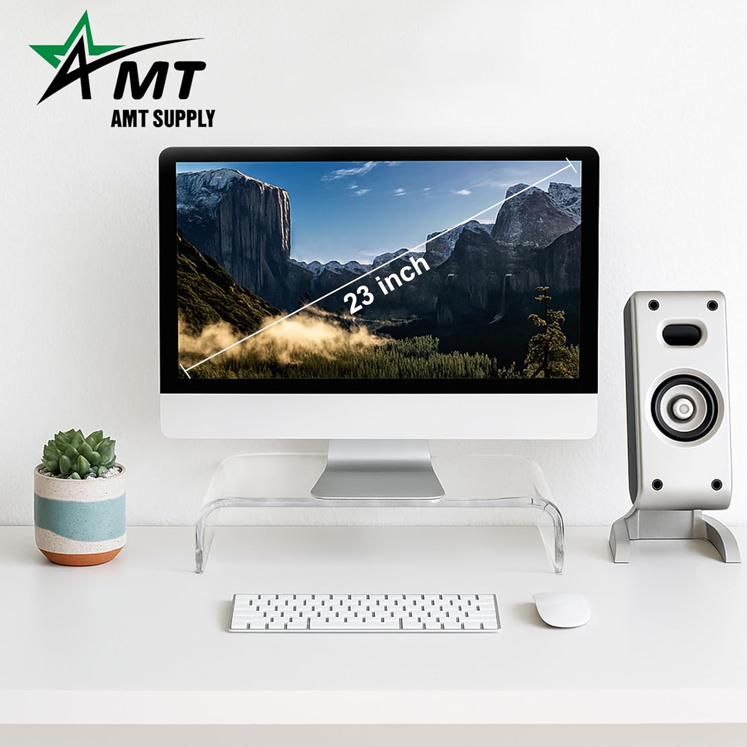 Premium acrylic clear monitor stand laptop/PC/multimedia monitor riser for home office - view 3