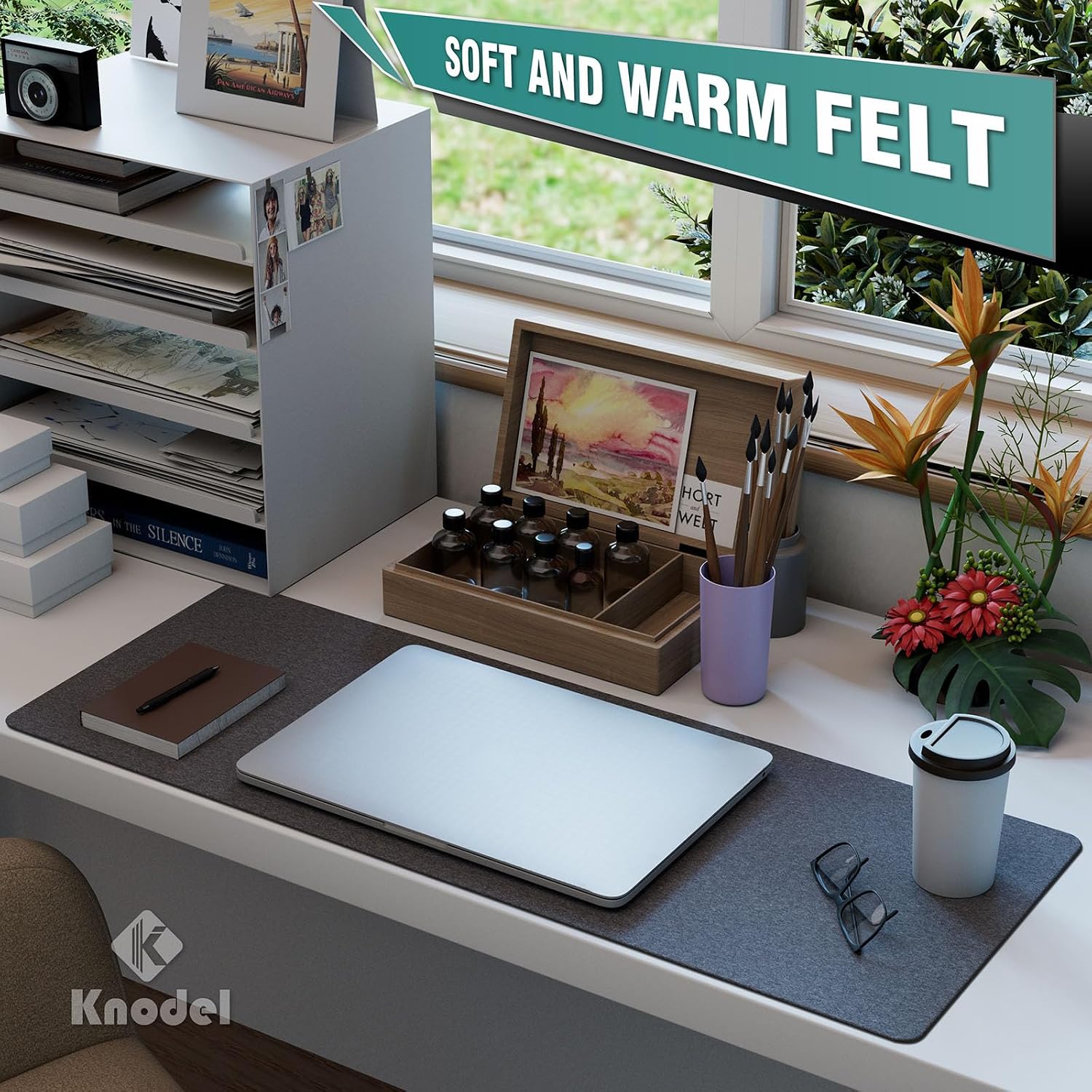 Large Felt Desk Protector Mat and Pad, (Dark Gray, 31.5"x11.8") | Non-Slip Desk Mat, Desk Pads and Blotters, Desktop Mat, Desk Protector and Cover, Office Computer, Laptop and Keyboard Mat - view 5