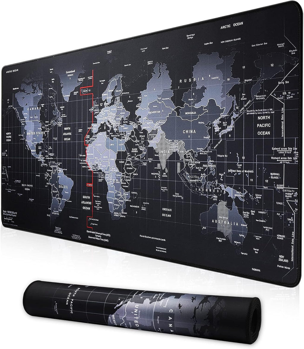 XXL professional large mouse pad & computer game mouse mat (35.4x15.7x0.1IN, map) (90 * 40 map)