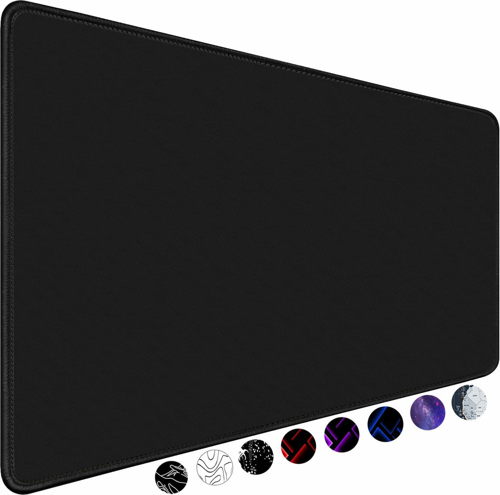 Large gaming mouse pad, extra large big mouse pad with stitched edge | mouse pad desk, XXL non-slip black computer long mousepad desk mat for gamer, office & home, black