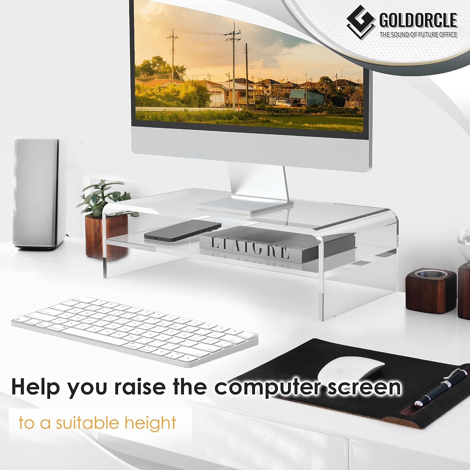 Acrylic Monitor Stand Riser Clear Computer Monitor Stand (Big) - view 5