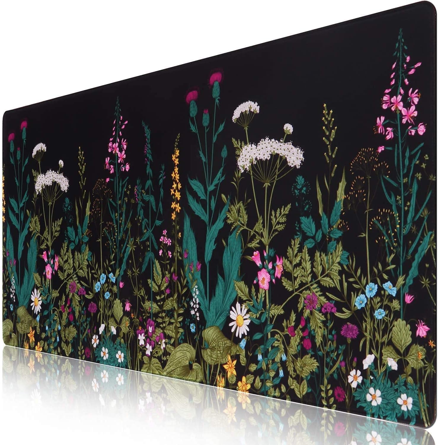 Desk Mat, Large Desk Mouse Pad for Desk,Home Office - Green Weeds | Desk Protector,Cottagecore Mouse Pad for Women with Smooth Lycra, Water-resistant, Non-slip Rubber Base and Stitched Edges