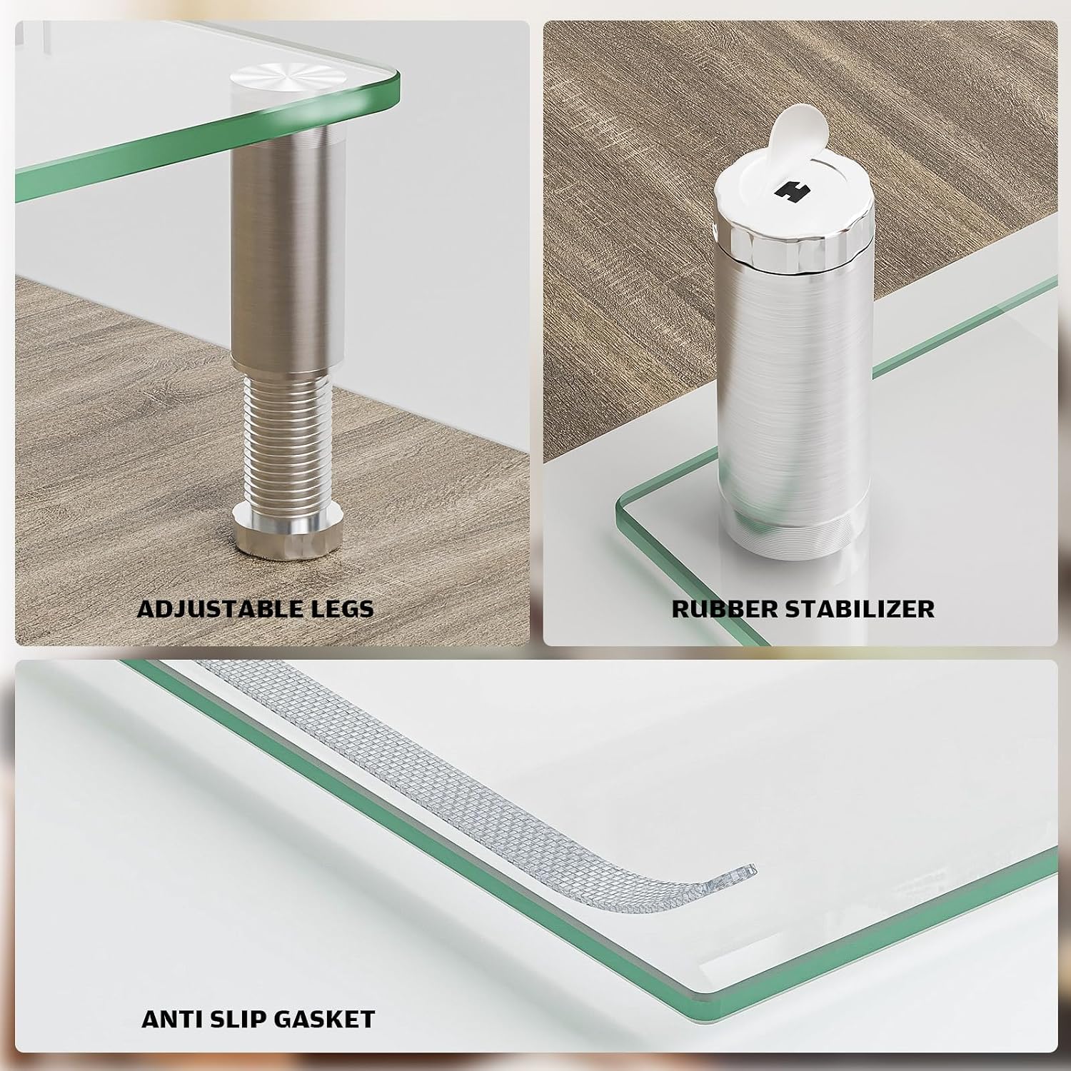 Dual Monitor Stand -Adjustable Length and Angle Dual Monitor Riser, Desktop Organizer for PC, Computer, Laptop (Clear) - view 6