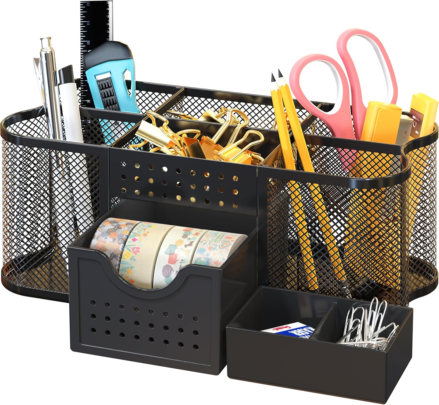 Desk Organizers Pen Holder Office Caddy Storage, Black - view 7