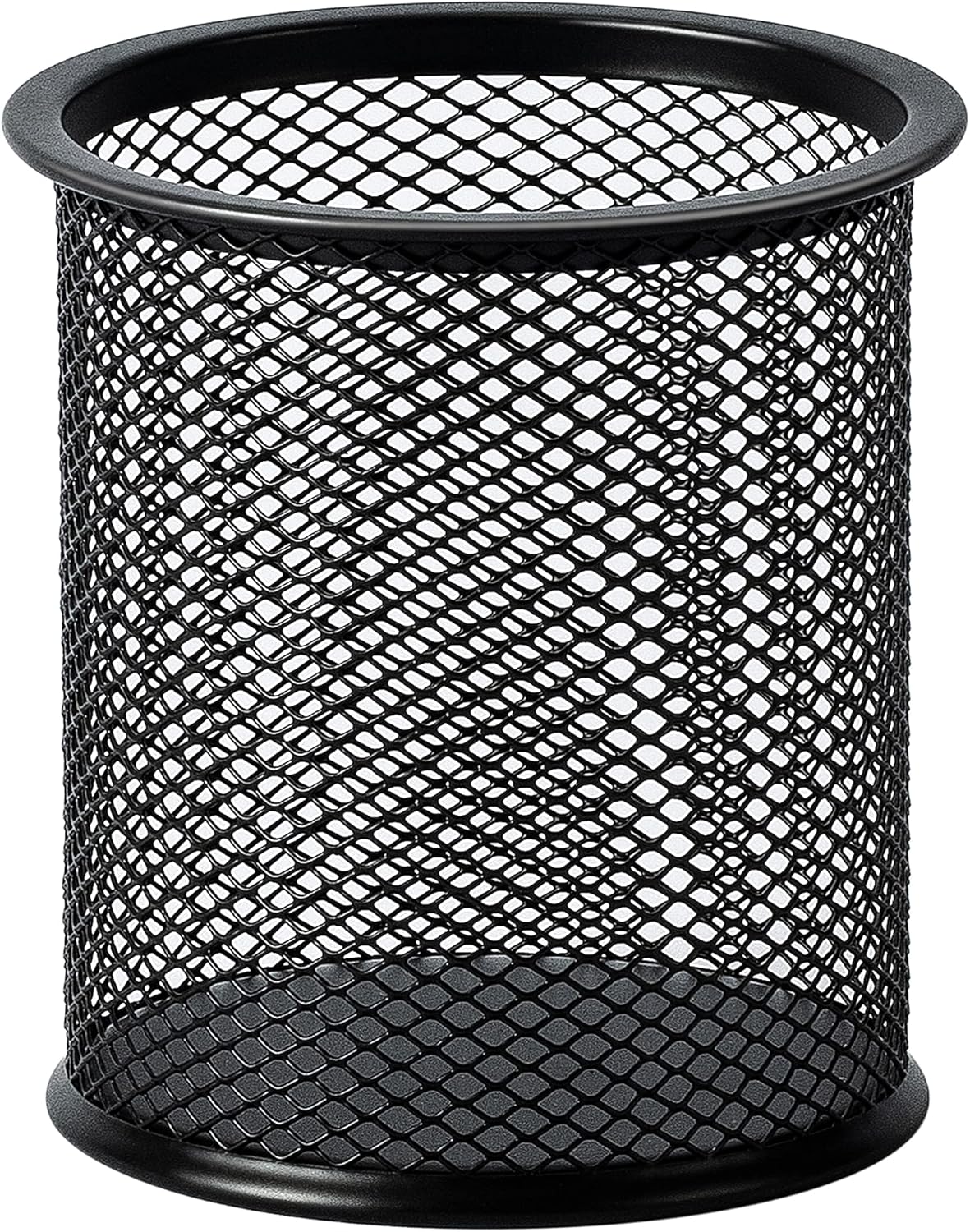Wire Mesh Pen Holder, Pencil Cup Desk Organizer for Stationery, Scissors, Office Caddy Storage, 3.7" x 3.3", Black