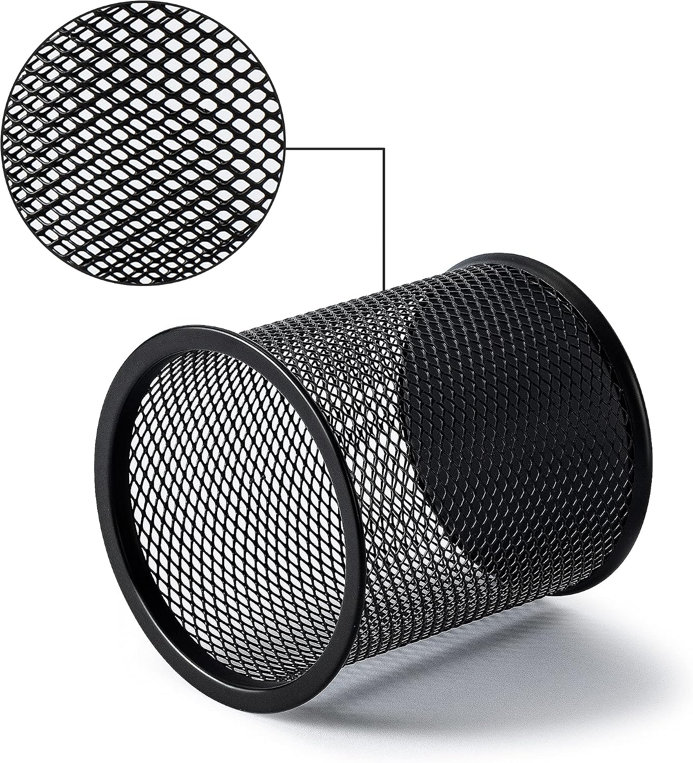 Wire Mesh Pen Holder, Pencil Cup Desk Organizer for Stationery, Scissors, Office Caddy Storage, 3.7" x 3.3", Black - view 2