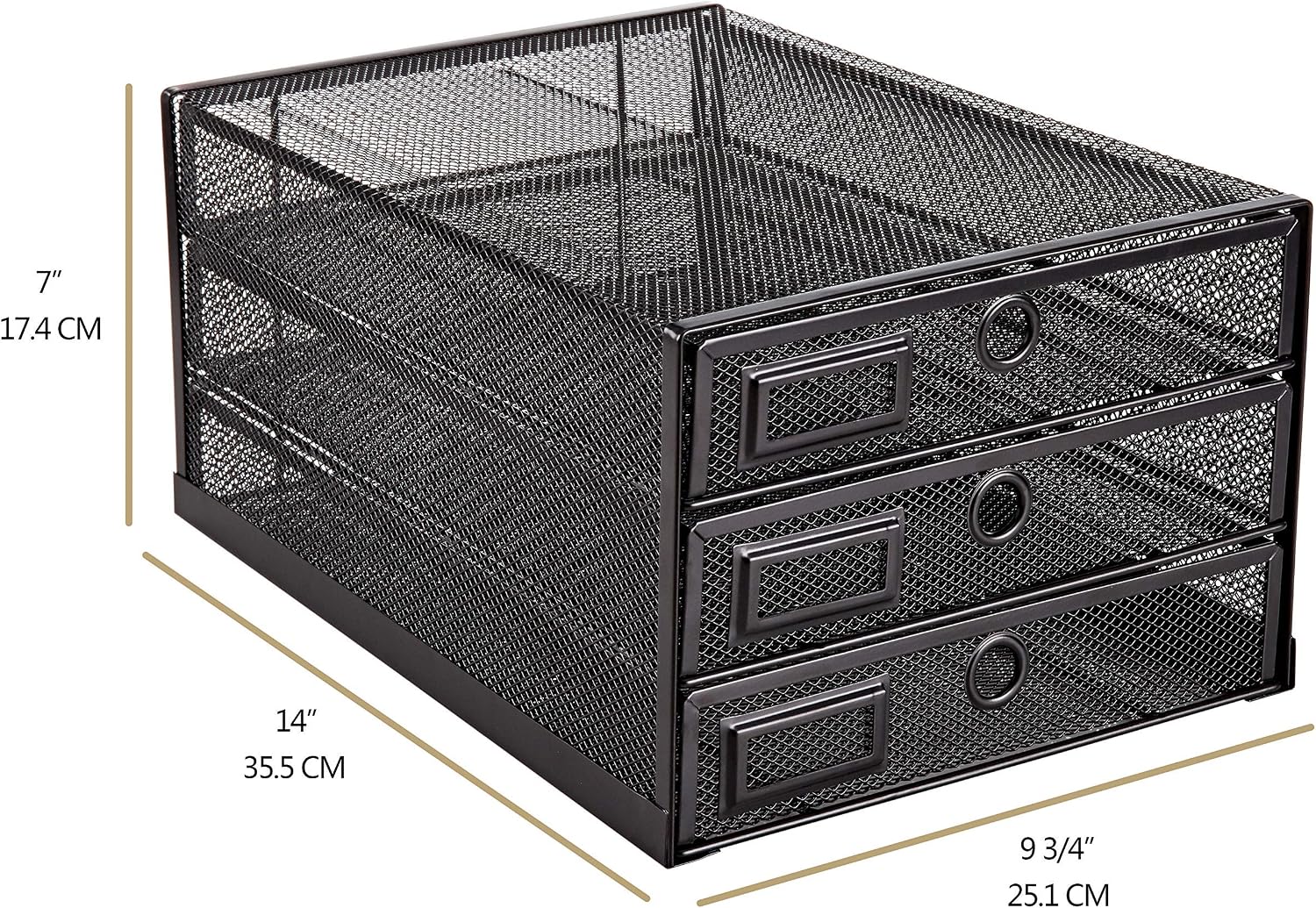 Desk Organizer Wire Mesh 3 Tier Sliding Drawers Paper Sorter/Multifunctional/Premium Solid Construction for Letters, Documents, Mail, Files, Paper, Kids' Art Supplies (Black) - view 3