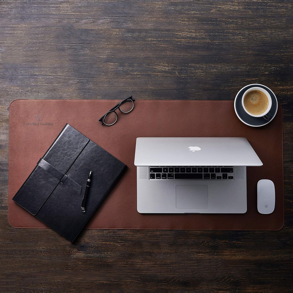 Desk Mat, Office Writing Desk Pad, Large 36" x 17" Dark Brown, for Top of Desks, Gift Ready Elegant Computer Desk Cover Protector PU Leather - view 3